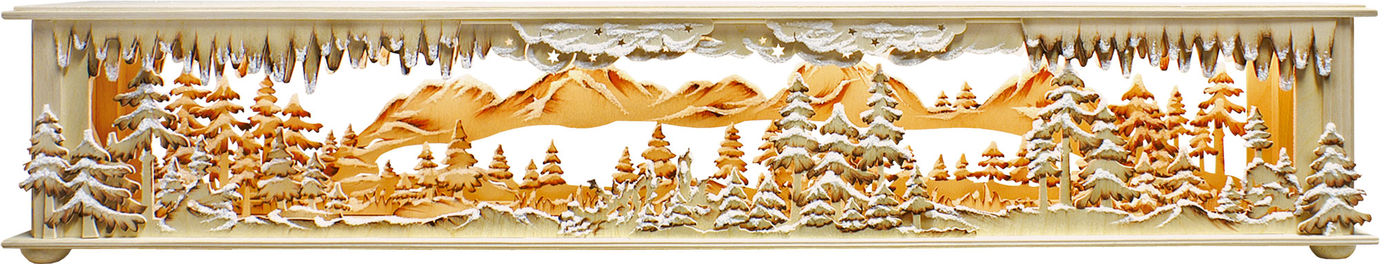 Raumleuchte gr., Berge, handbemalt braun, Raureif, unbestückt Raumleuchte gr., Berge, handbemalt braun, Raureif, unbestückt
