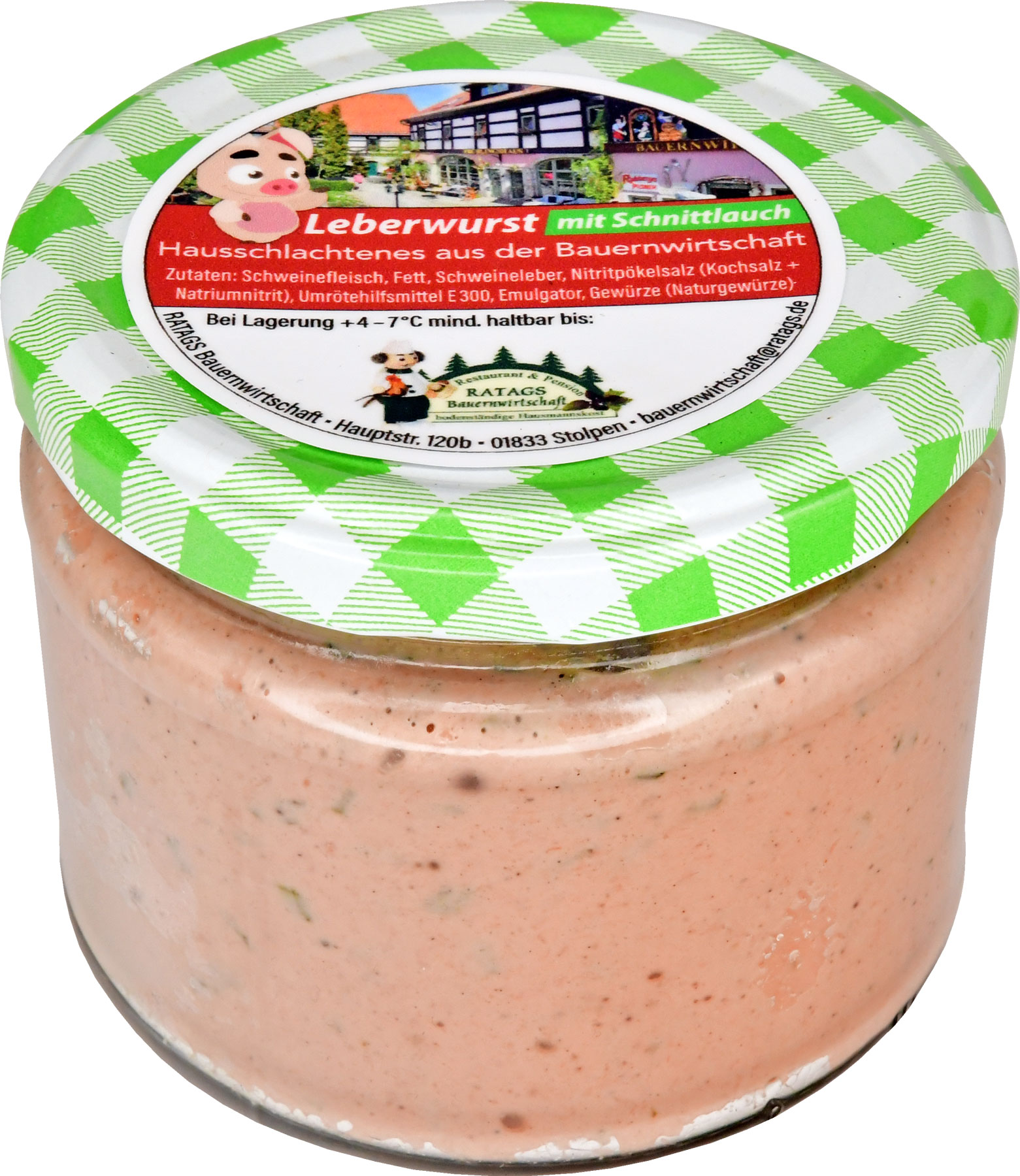 Leberwurst mit Schnittlauch im Glas vom Schwein / 260g, Wurstglas Leberwurst mit Schnittlauch im Glas vom Schwein / 260g, Wurstglas