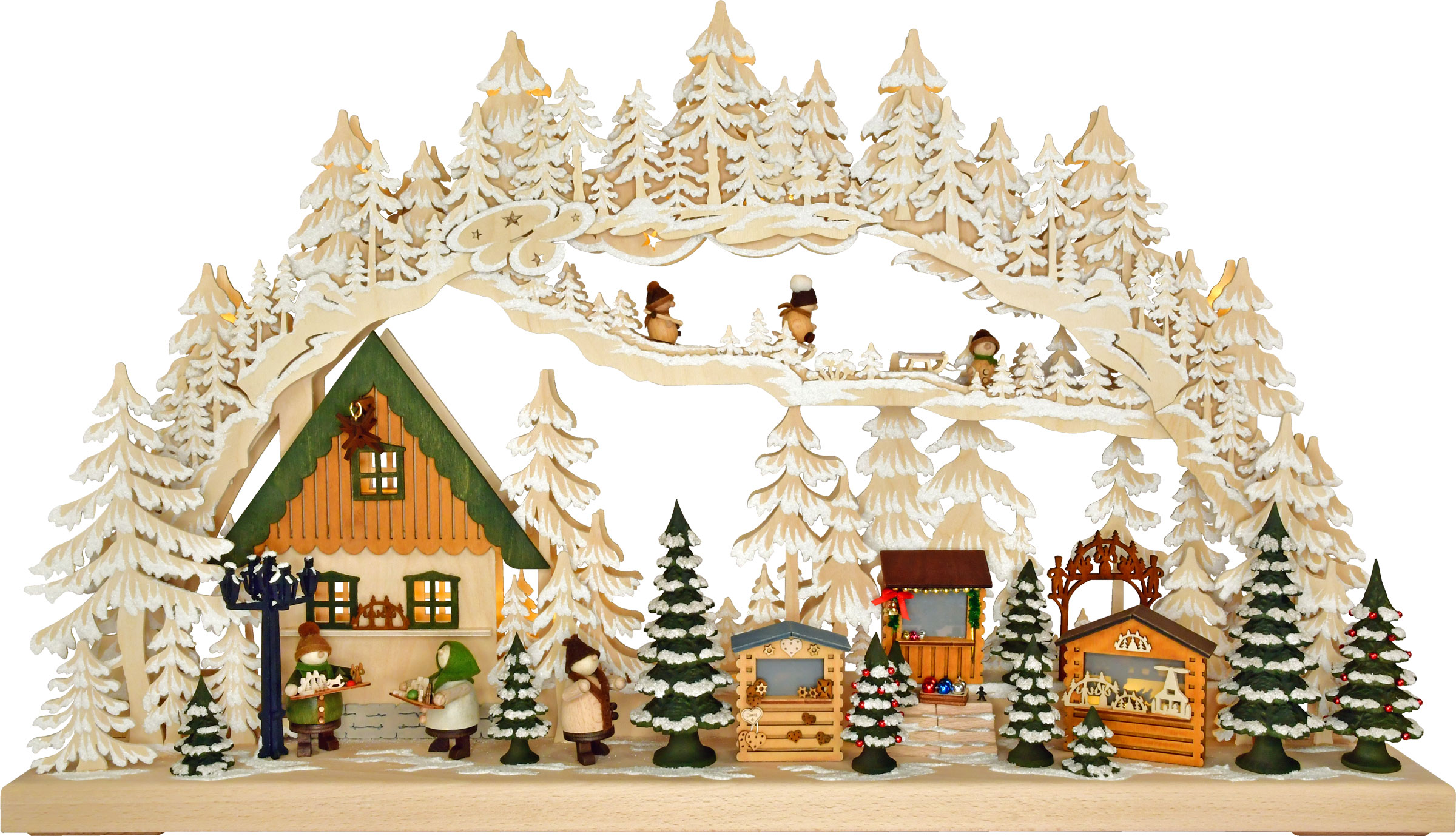 3D-Schwibbogen groß, Weihnachtsmarkt Raureif, Halb-USB 3D-Schwibbogen groß, Weihnachtsmarkt Raureif, Halb-USB