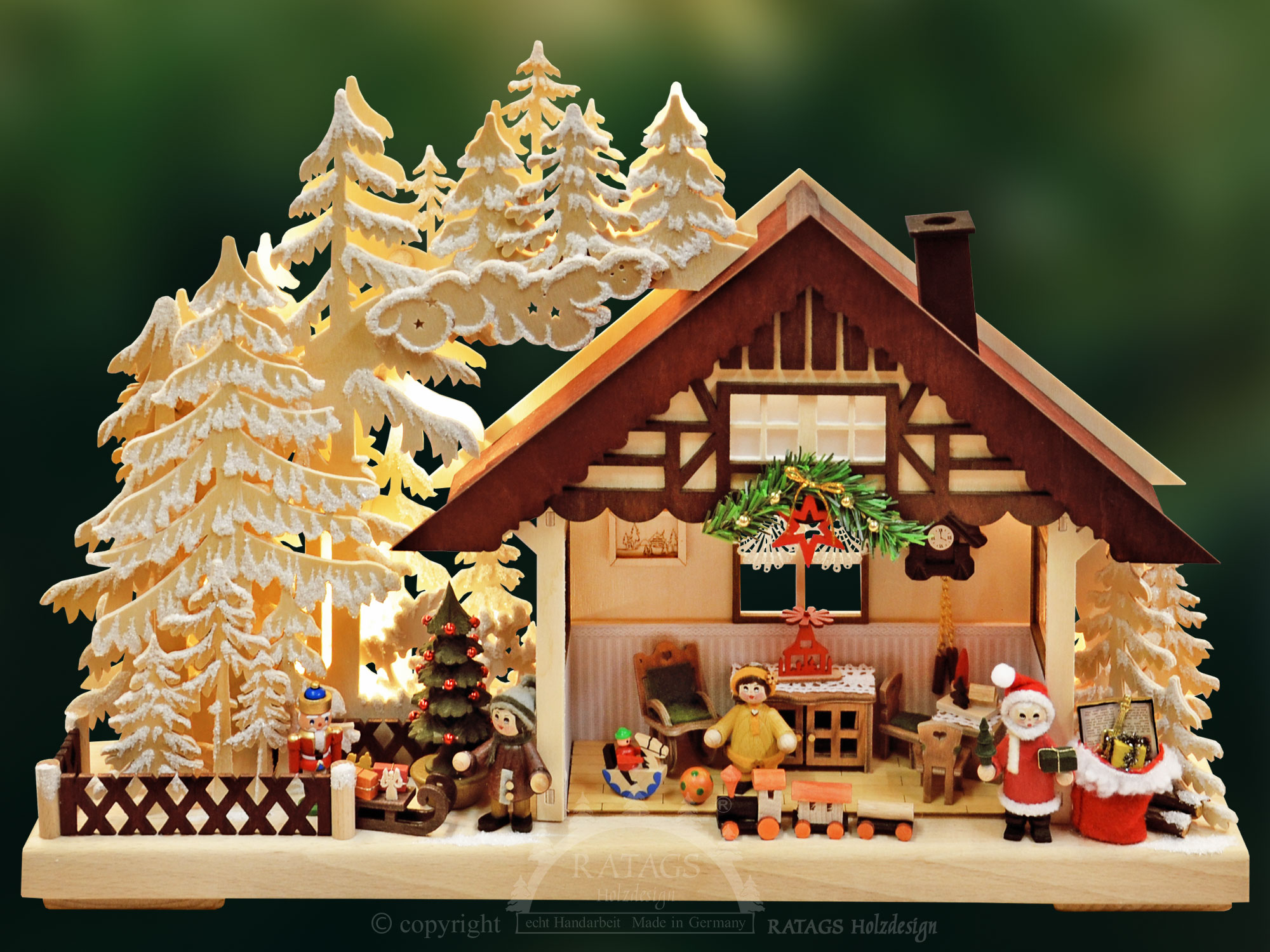 3D-Schwibbogen klein, Weihnachten, Raureif