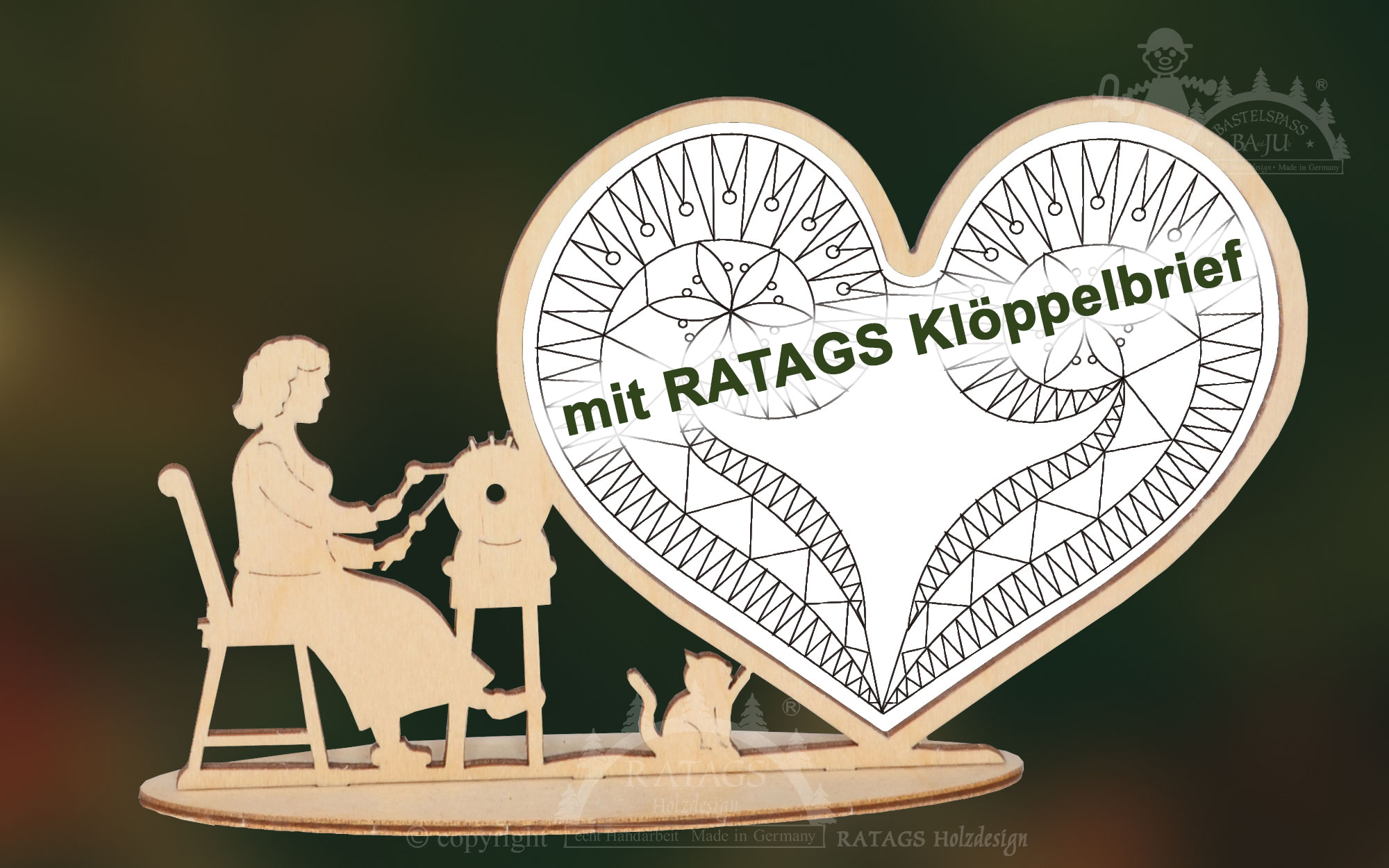 Klöppelrahmen, Klöppelherz mit RATAGS Klöppelbrief