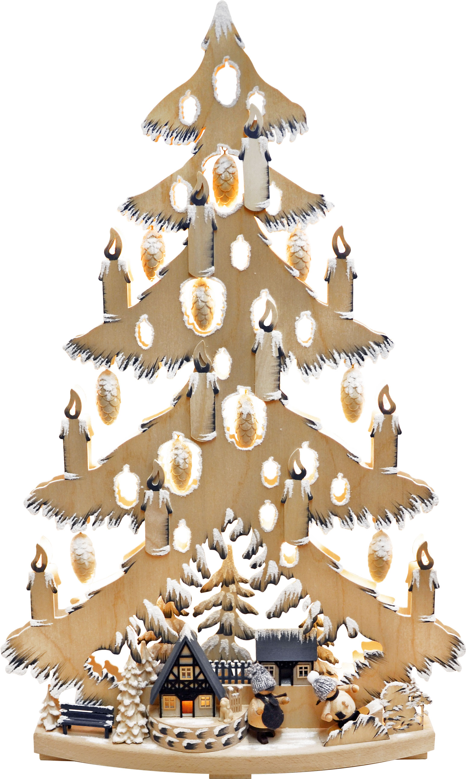 Tanne gr., am Fachwerkhäuschen, handbemalt grau, Raureif