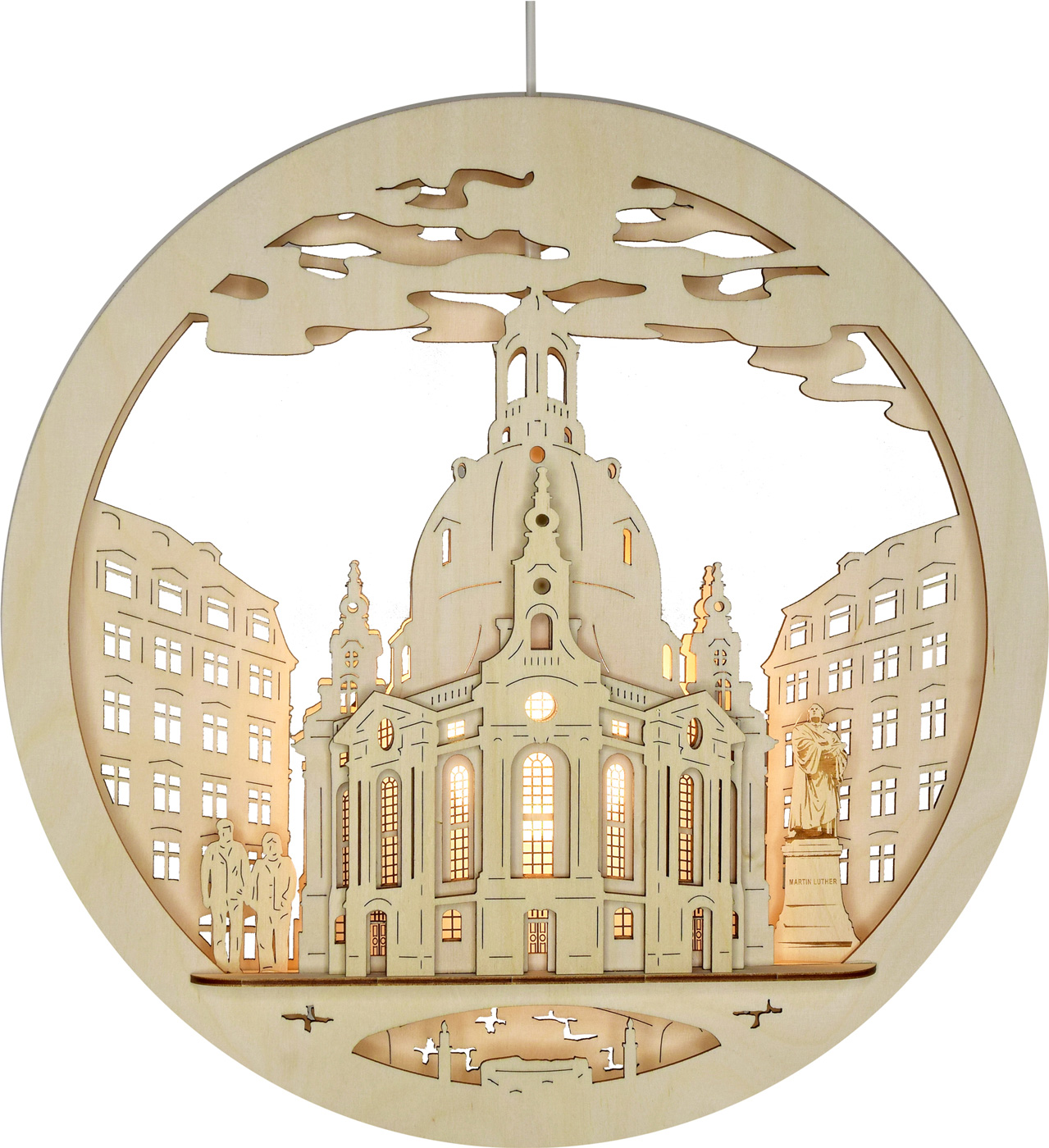 Fensterbild, beleuchtet, Frauenkirche, LED-Stripe