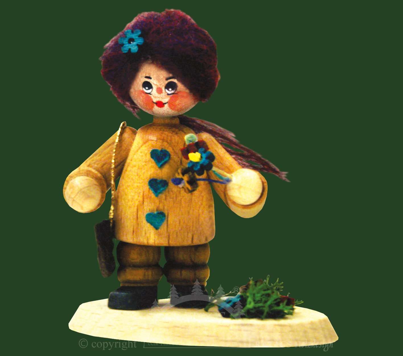 Sammler-Püppchen, Mädchen mit Umhängetasche und Blumen Sammler-Püppchen, Mädchen mit Umhängetasche und Blumen