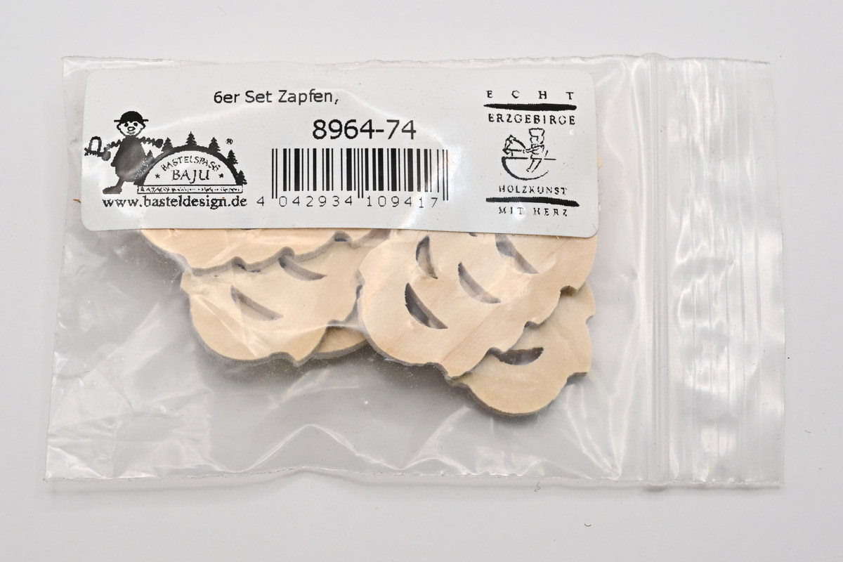 6er Set Zapfen, Höhe 4 cm 6er Set Zapfen, Höhe 4 cm