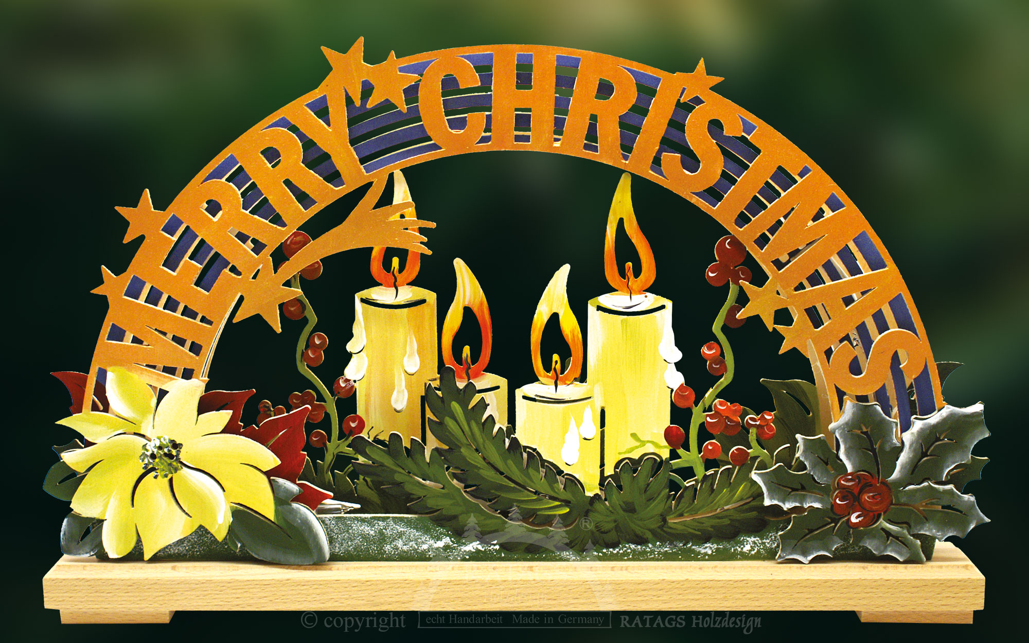 Schwibbogen kl., Merry Christmas, handbemalt winterlich Schwibbogen kl., Merry Christmas, handbemalt winterlich