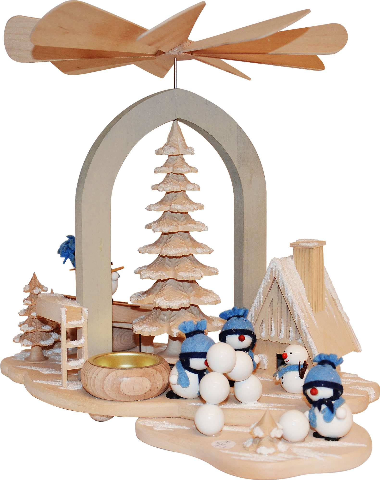 Massivholzpyramide , Snow-Mollis blau/we