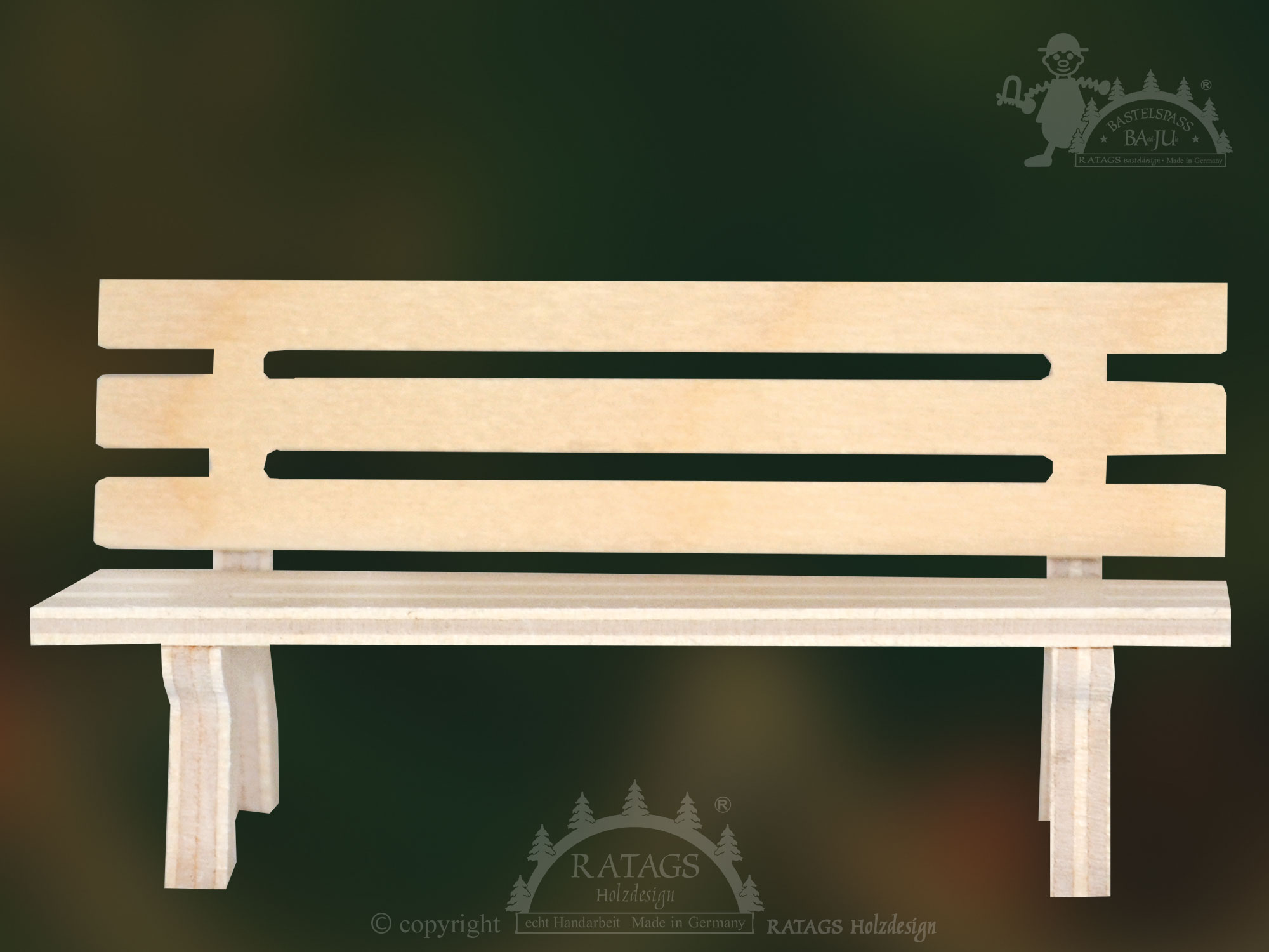 Bank zum Basteln 9 x 3 x 4,5 cm (L x B x H) Bank zum Basteln 9 x 3 x 4,5 cm (L x B x H)