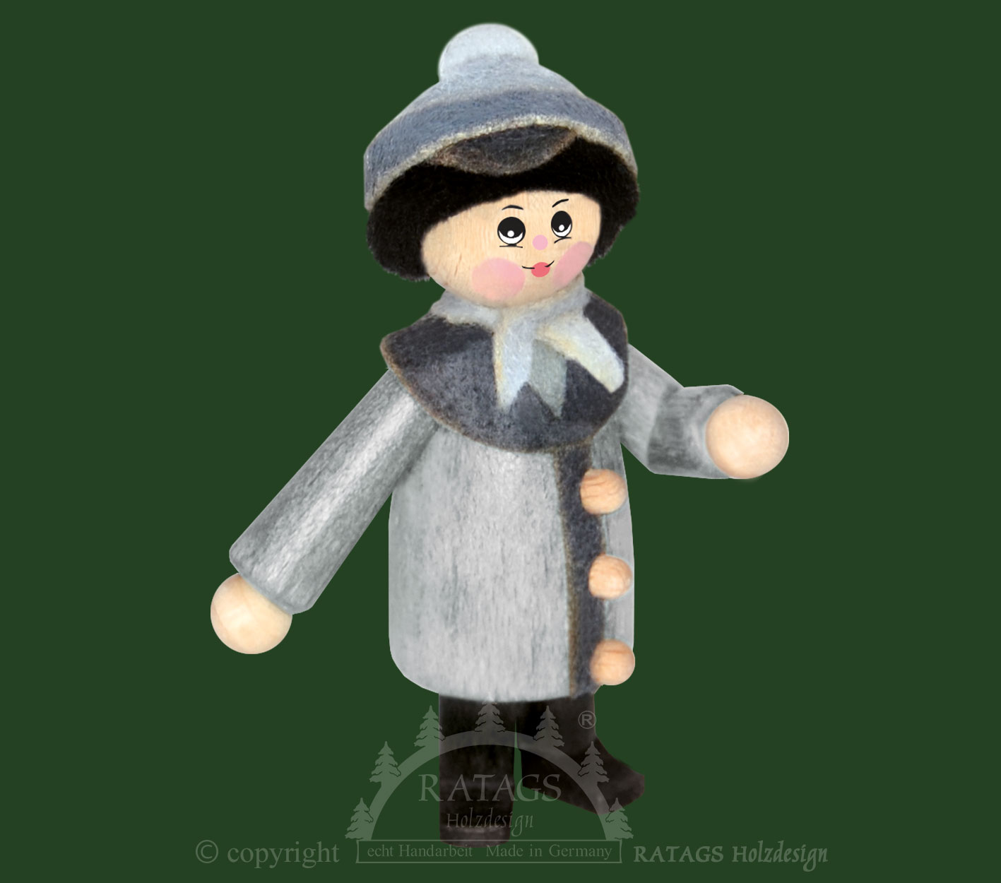 Sammler-Püppchen, Figur, Mann im Winter, grau