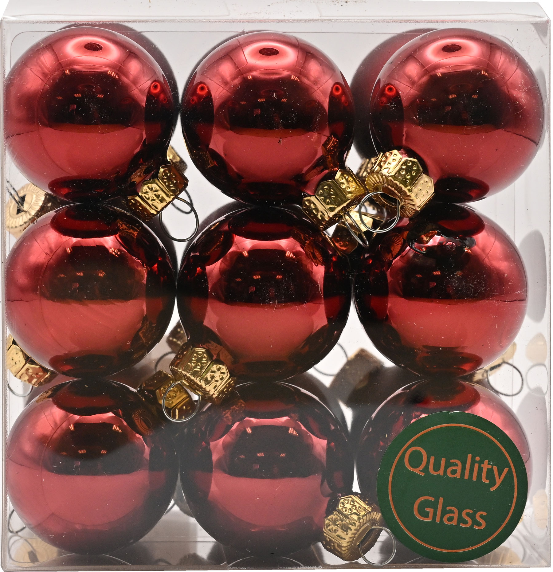 cb. 18 glassballs/cap dark red combi cb. 18 glassballs/cap dark red combi