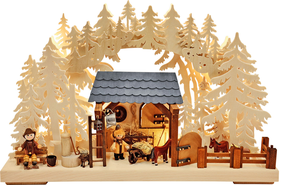 3D-Schwibbogen kl., Reiterhof 3D-Schwibbogen kl., Reiterhof