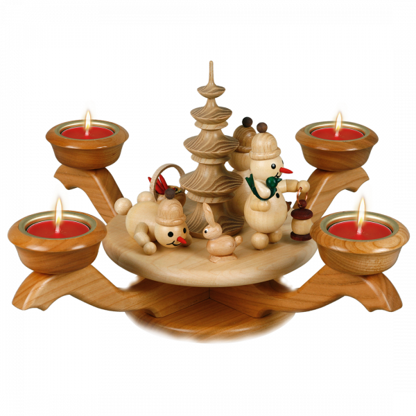 Adventsleuchter mit Teelichter natur 17 cm