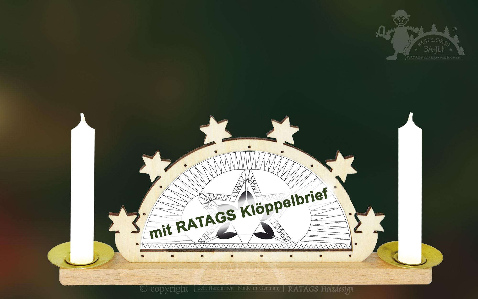 Klöppelrahmen, Schwibbogen, klein mit Klöppelbrief Klöppelrahmen, Schwibbogen, klein mit Klöppelbrief