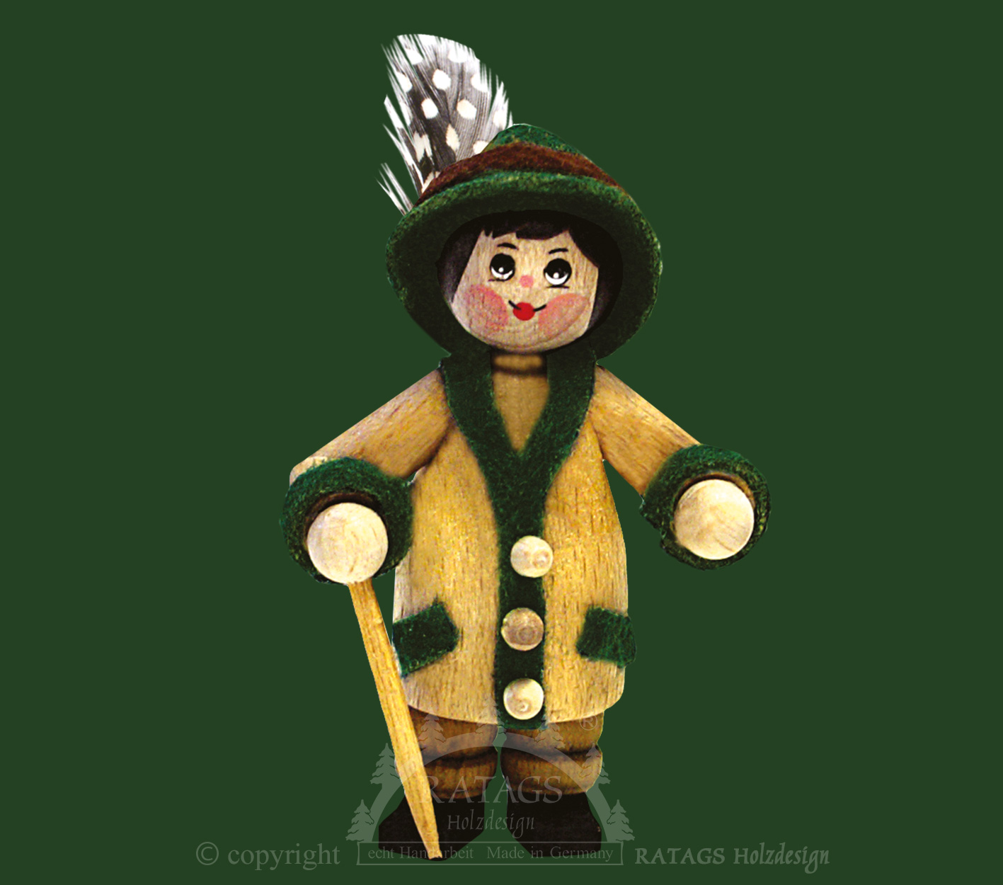 Figur, Wanderer, natur, Stock, grüner Hut Figur, Wanderer, natur, Stock, grüner Hut
