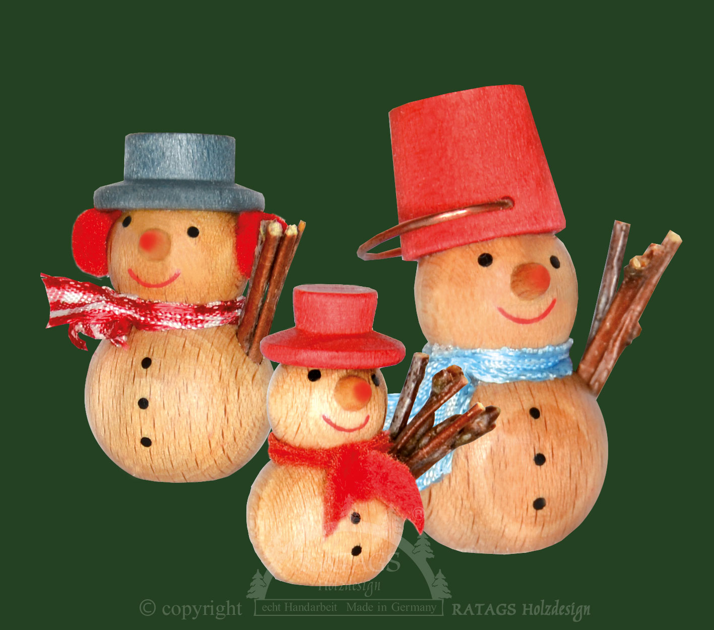 Miniaturfiguren, 3er Set, Schneemänner, rot Miniaturfiguren, 3er Set, Schneemänner, rot