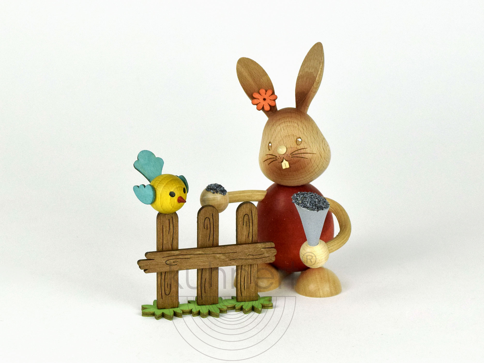 Osterhase, Stupsi Hase mit Vogel ca. 12 cm