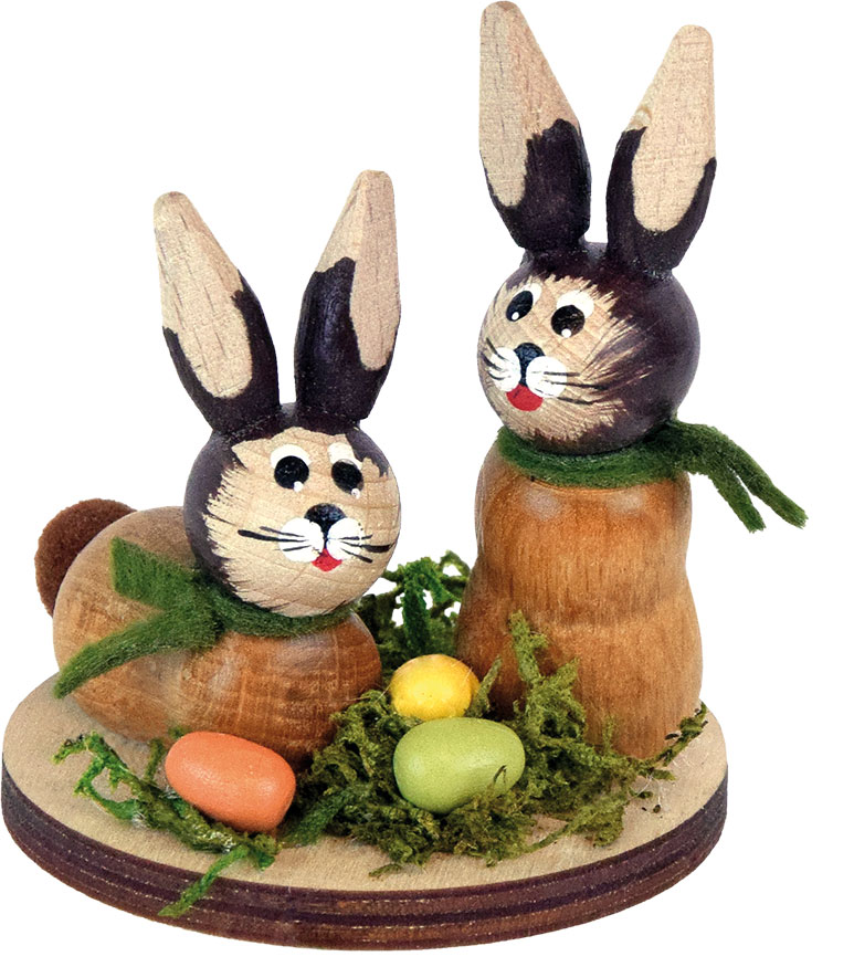 Hasenpärchen, mit Ostereiern Hasenpärchen, mit Ostereiern