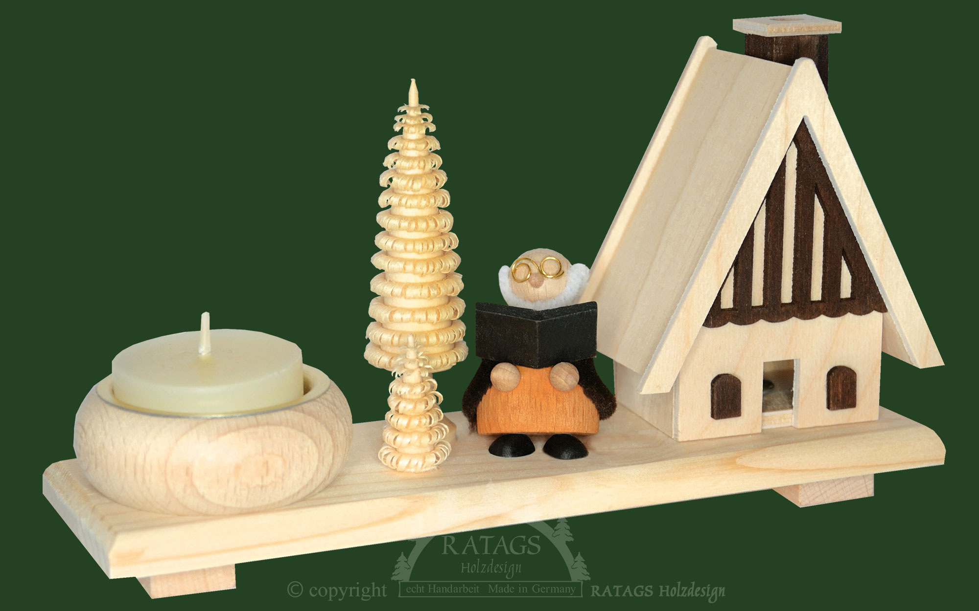 Tischschmuck Leiste, Opa mit Buch, RH, B