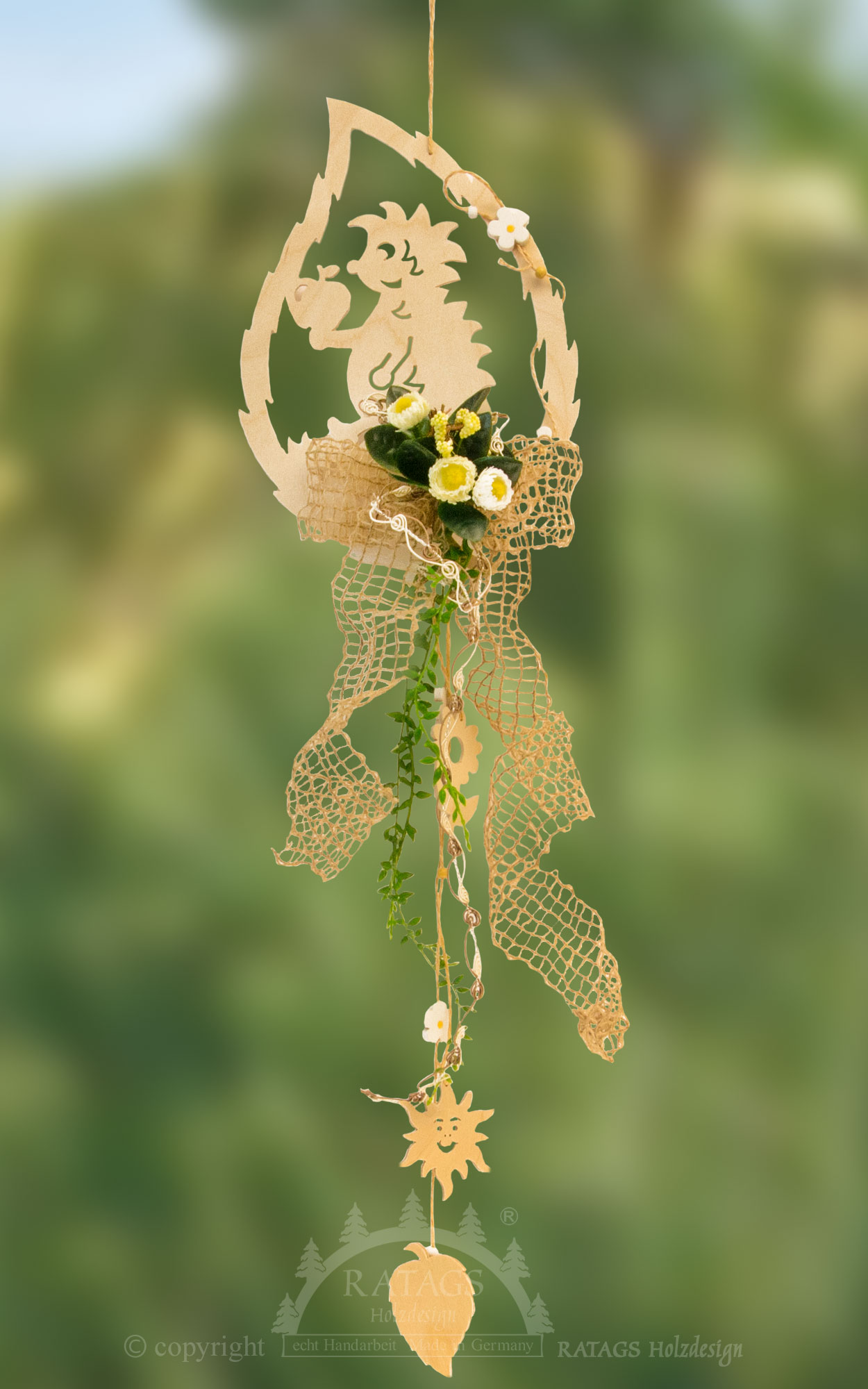 Fensterdekoration, Igel natur floristisch bestückt, unbeleuchtet Fensterdekoration, Igel natur floristisch bestückt, unbeleuchtet