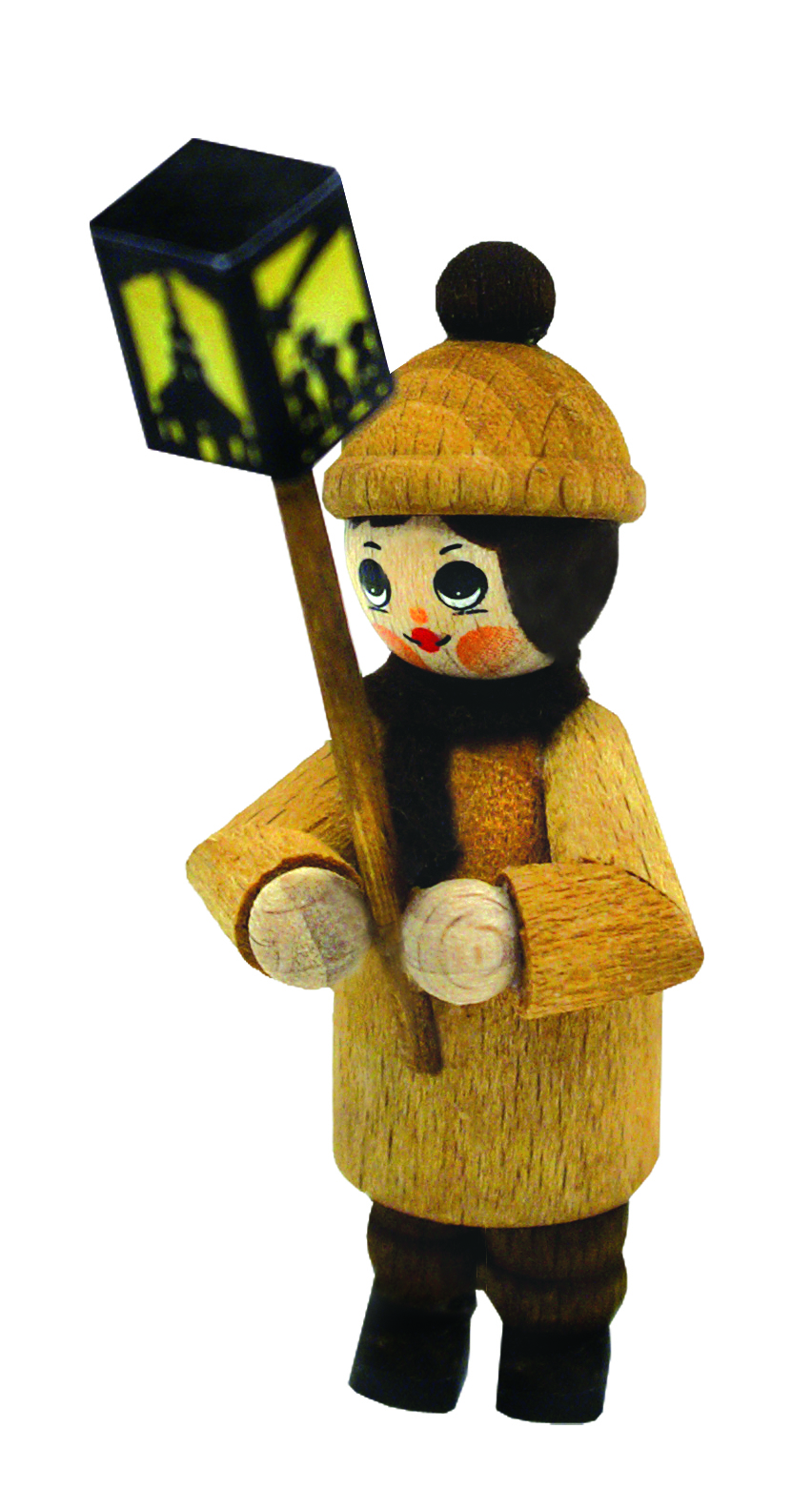 Figur Laternenkind, naturfarben grüne Mütze Figur Laternenkind, naturfarben grüne Mütze