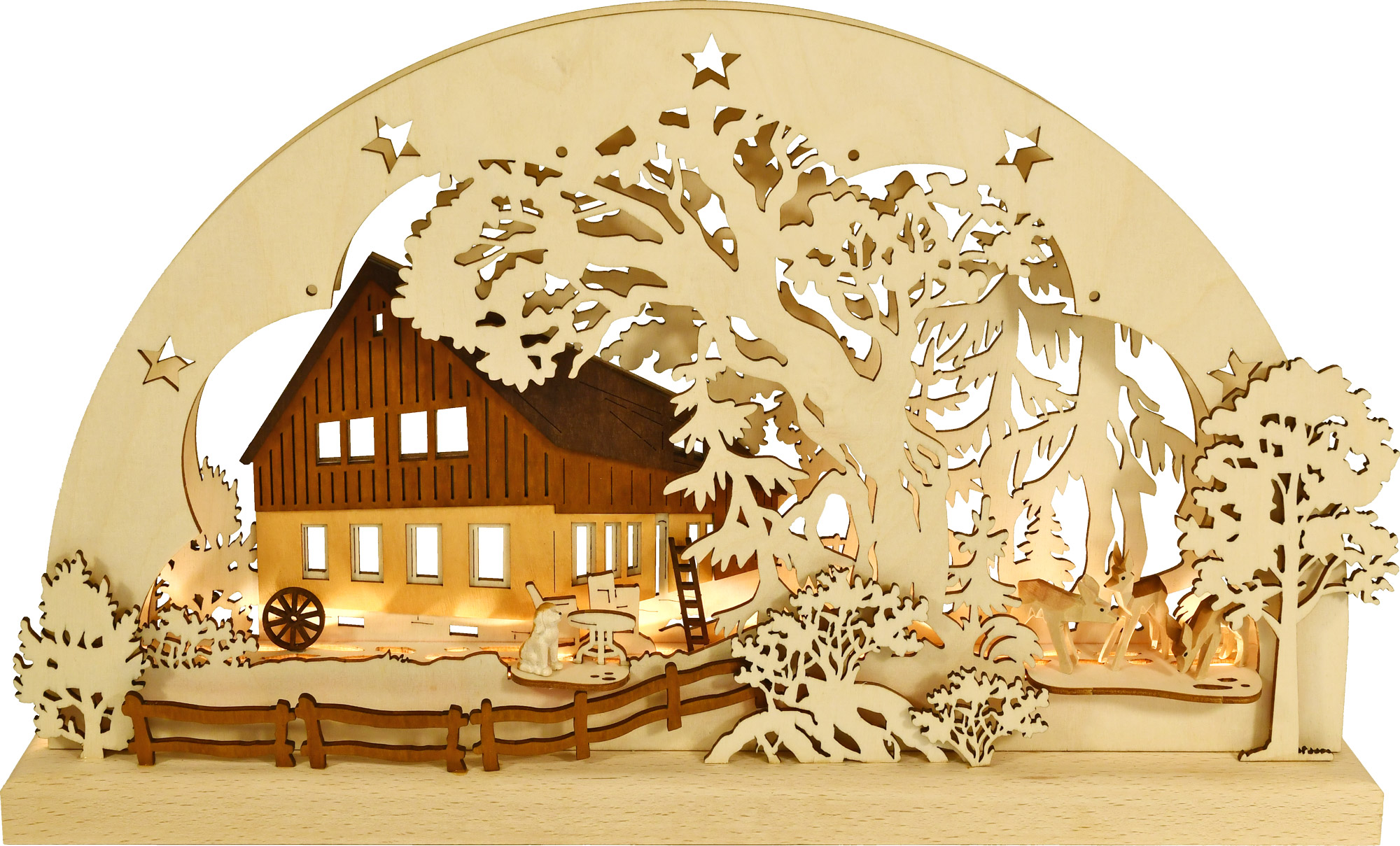 3D-LED-Schwibbogen kl., Wald-Wiesenhaus 3D-LED-Schwibbogen kl., Wald-Wiesenhaus