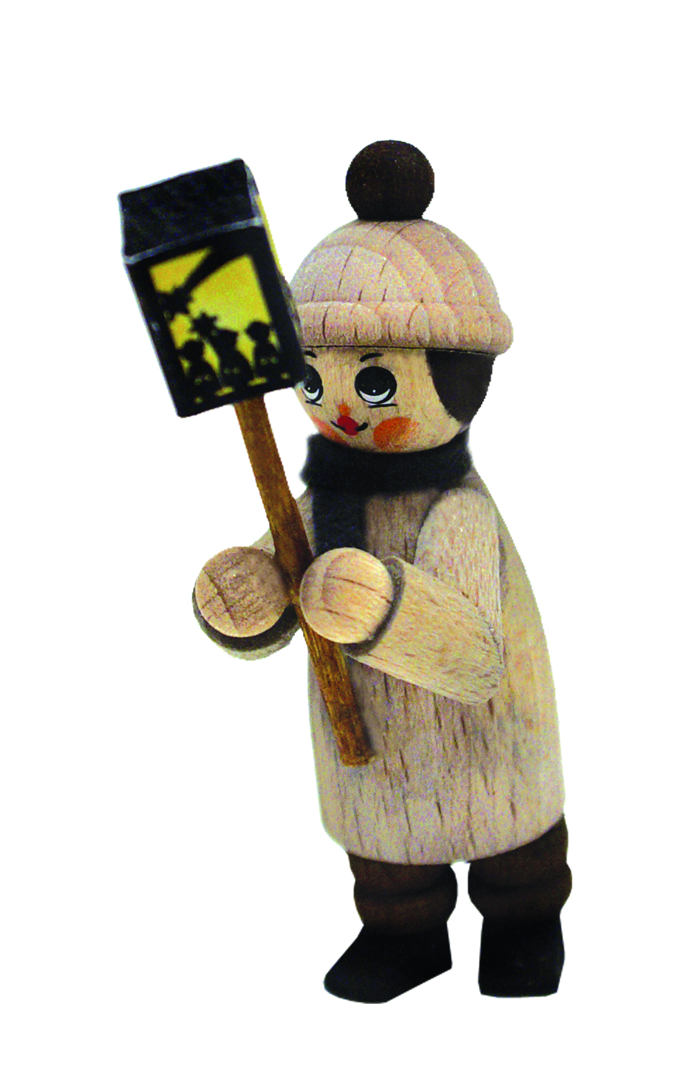 Figur Laternenkind, naturfarben, mit roter Mütze Figur Laternenkind, naturfarben, mit roter Mütze