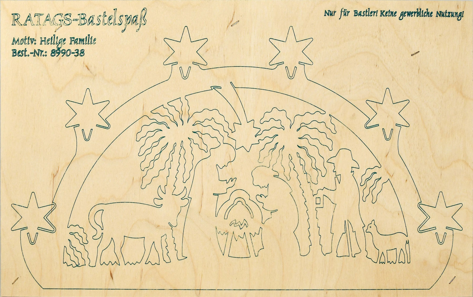 2 Motivsperrholzplatten, Selbstaussägen Schwibbogen, klein, Heilige Familie 2 Motivsperrholzplatten, Selbstaussägen Schwibbogen, klein, Heilige Familie