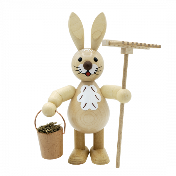 Osterhase mit Rechen und Eimer mittel 18 cm Osterhase mit Rechen und Eimer mittel 18 cm