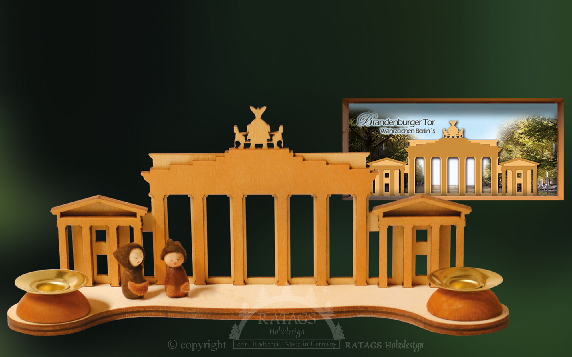 SONDERANGEBOT, Brandenburger Tor, Tisch- schmuck mit 2 Kerzentüllen, mit Karton