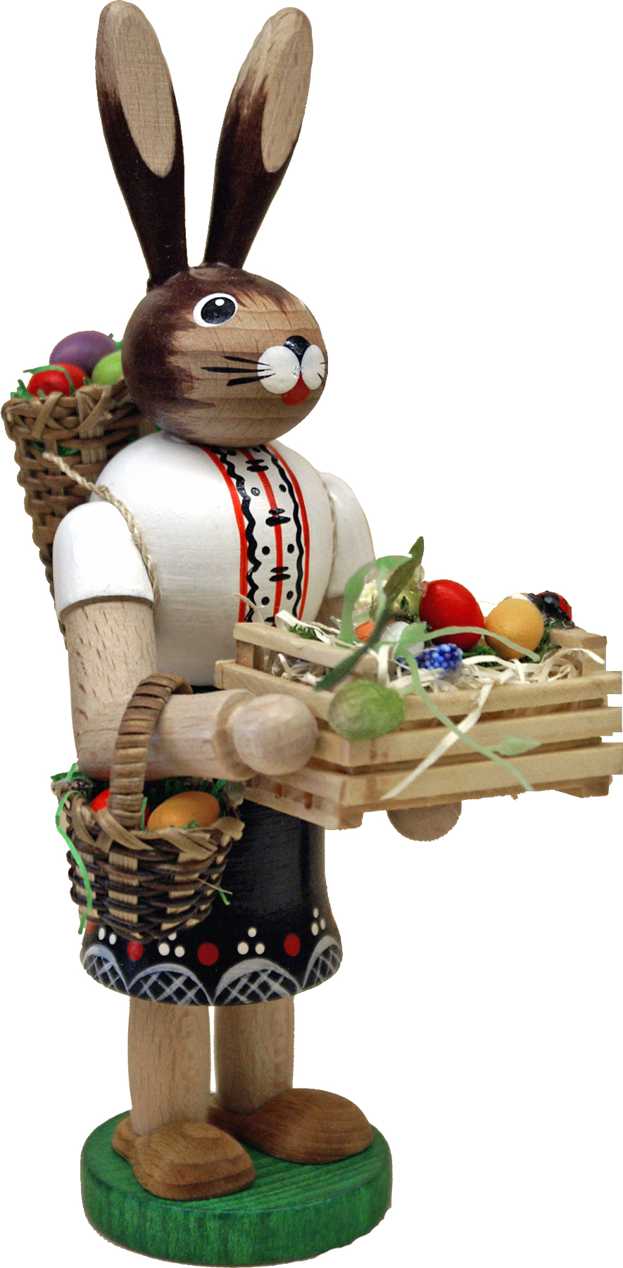 Osterhäsin, weiß/schwarz, Korb Osterhäsin, weiß/schwarz, Korb