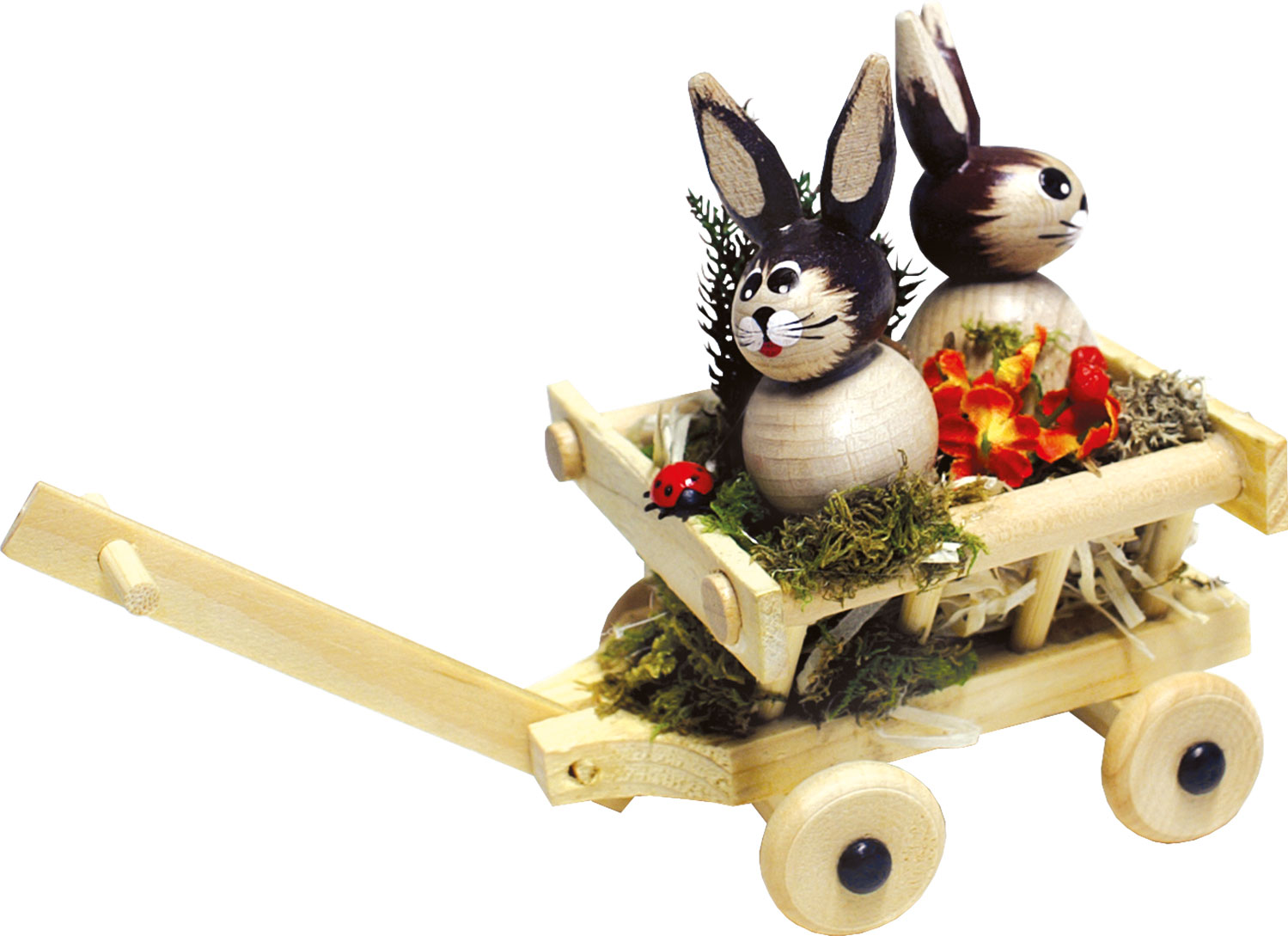 Hasenduo im Leiterwagen Hasenduo im Leiterwagen