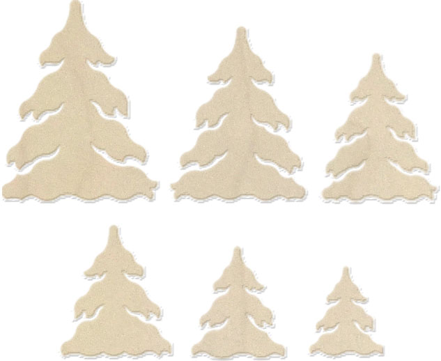 Bäume sortiert, 6 Stück 3-9 cm Bäume sortiert, 6 Stück 3-9 cm