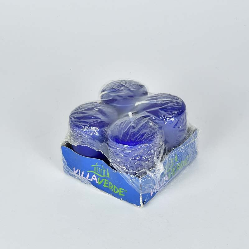 4er Pack Stumpen Kerzen 80-50, blau Villa Verde