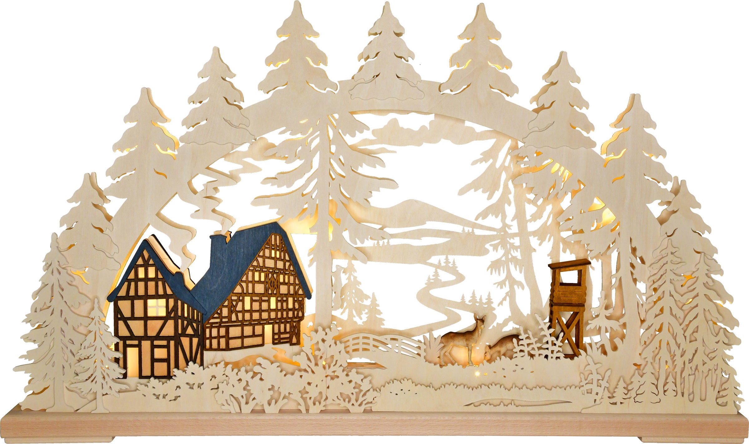 3D-Schwibbogen gr., Waldesruh, 2 Fachwerkhäuser, Hochsitz, 2 Rehe 3D-Schwibbogen gr., Waldesruh, 2 Fachwerkhäuser, Hochsitz, 2 Rehe