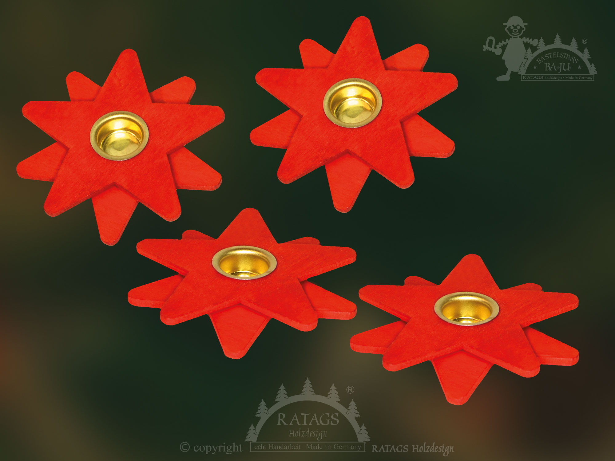 Blumenkerzenhalter für Pyramidenkerzen 4er Set, natur Blumenkerzenhalter für Pyramidenkerzen 4er Set, natur