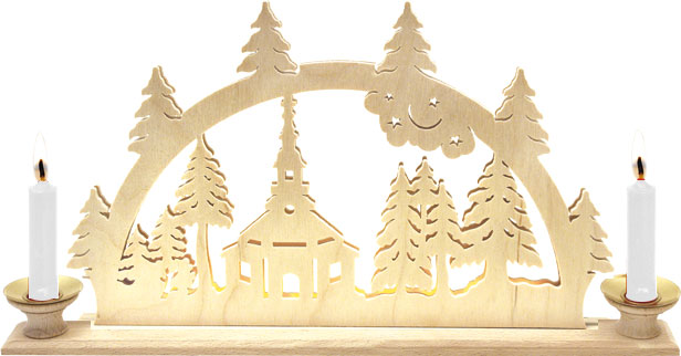 Tischlichterbogen für 2 Pyramidenkerzen Seiffener Kirche Tischlichterbogen für 2 Pyramidenkerzen Seiffener Kirche