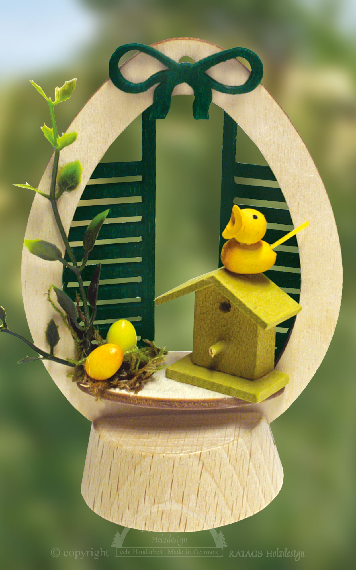 Sockelring, Vogel auf Vogelhaus grün Sockelring, Vogel auf Vogelhaus grün
