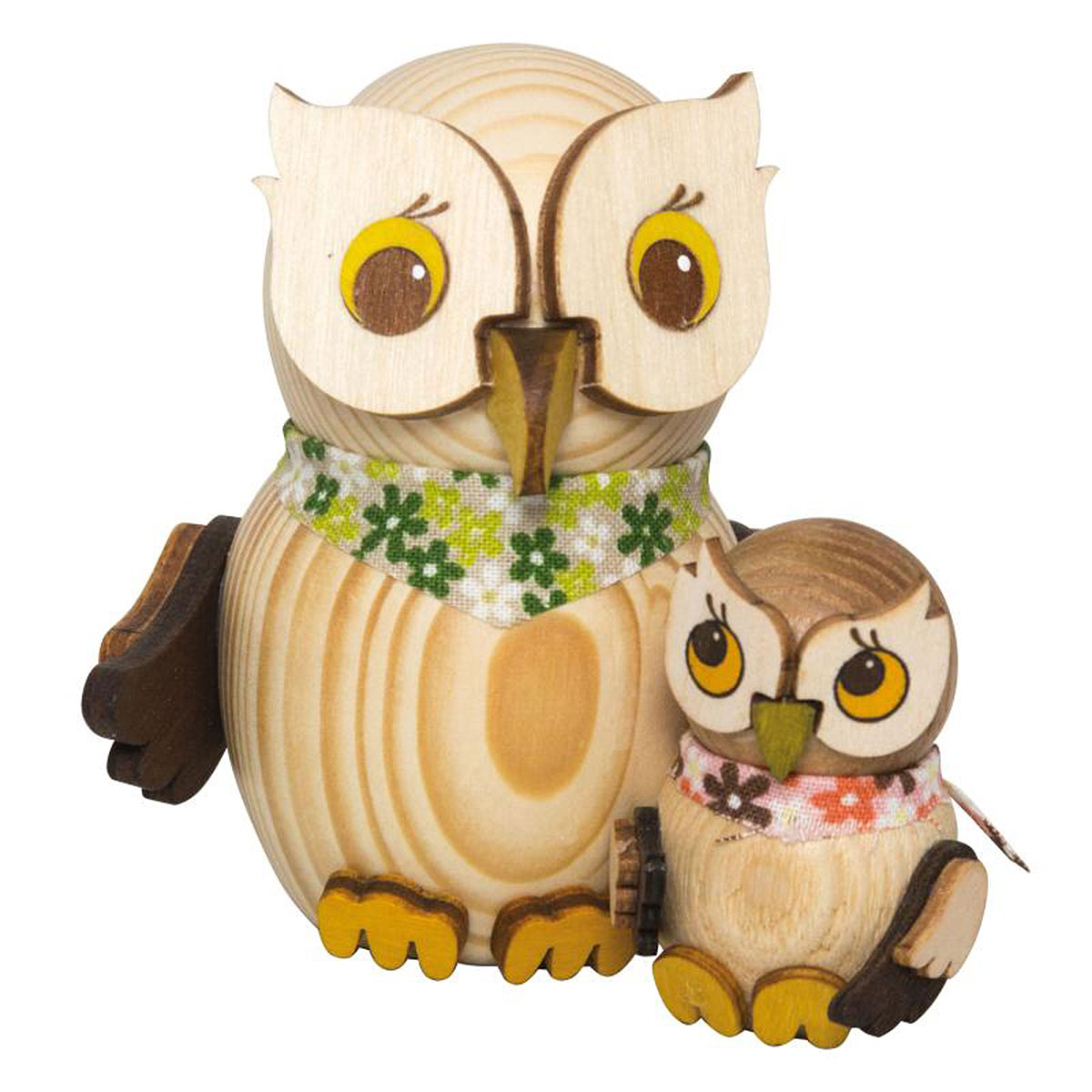 Mini Eule mit Kind natur, ca. 7 cm, Holzfigur 2022
