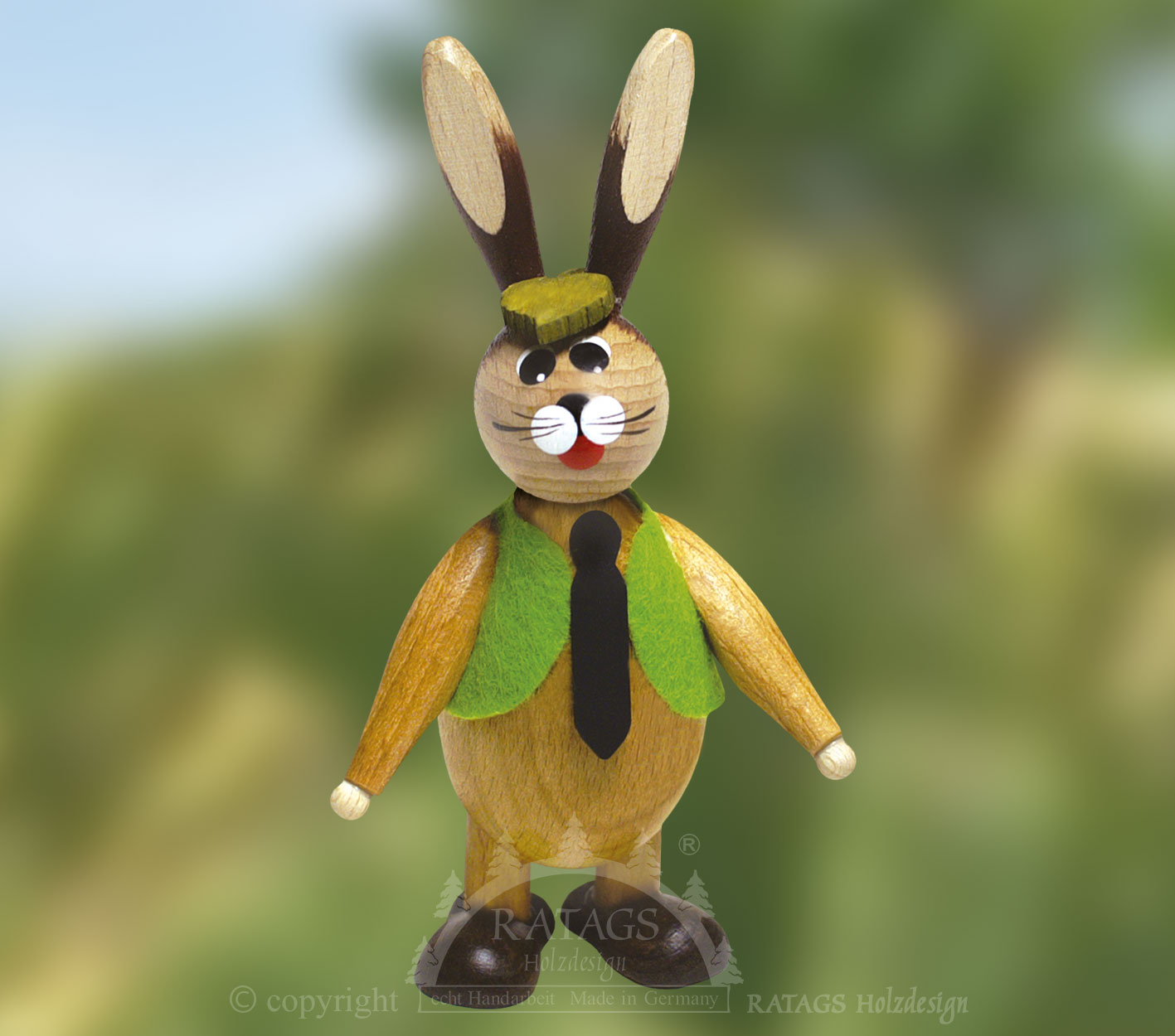 Knuffelhase, grüne Weste, Krawatte Knuffelhase, grüne Weste, Krawatte