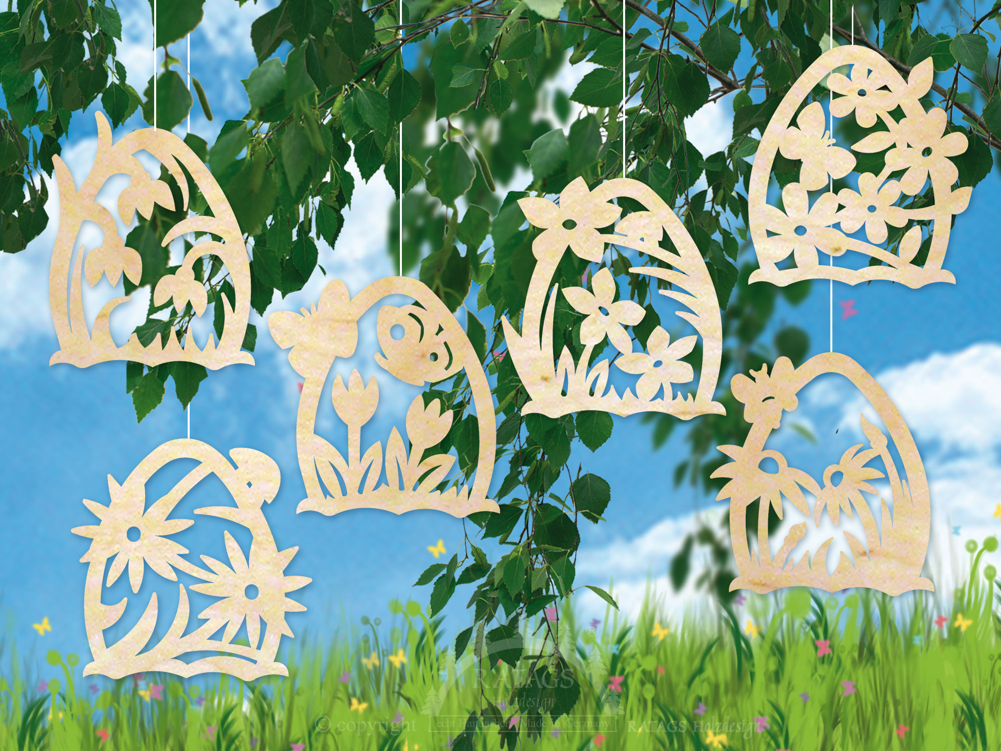 Baumbehang, 6er Set, Blümchen Baumbehang, 6er Set, Blümchen