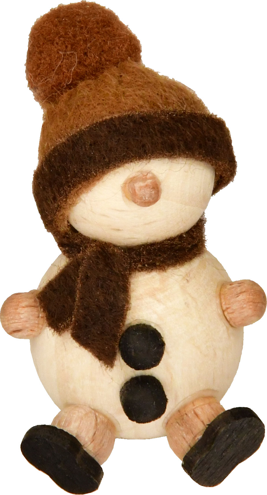 Schneemann sitzend, Mütze ocker, natur Schneemann sitzend, Mütze ocker, natur