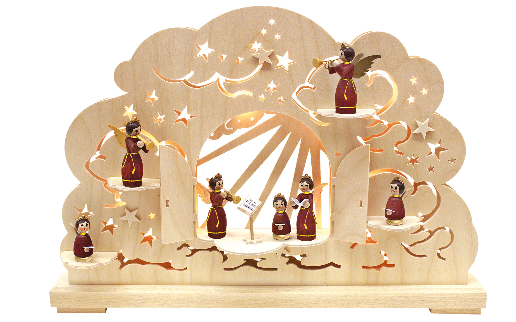 Schwibbogen kl., Wolke, rote Engel Schwibbogen kl., Wolke, rote Engel