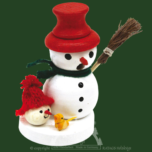 MiniRäuchermännchen, Schneemann, weiß, roter Hut, grüner Schal MiniRäuchermännchen, Schneemann, weiß, roter Hut, grüner Schal