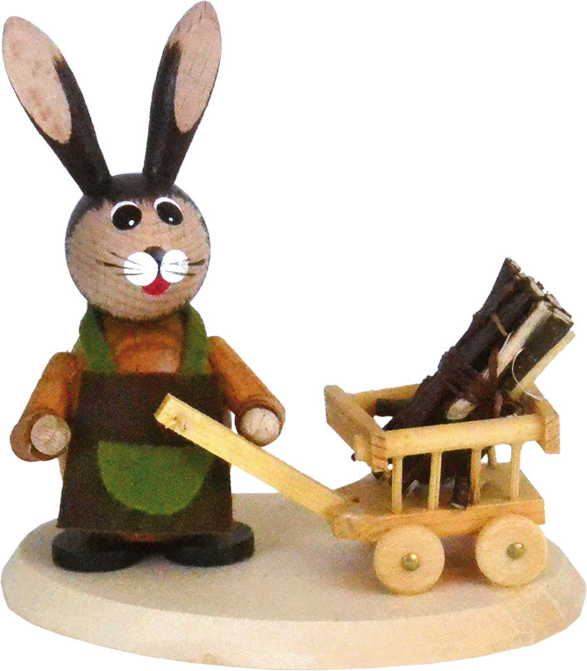 Osterhase Waldarbeiter mit Handwagen Osterhase Waldarbeiter mit Handwagen