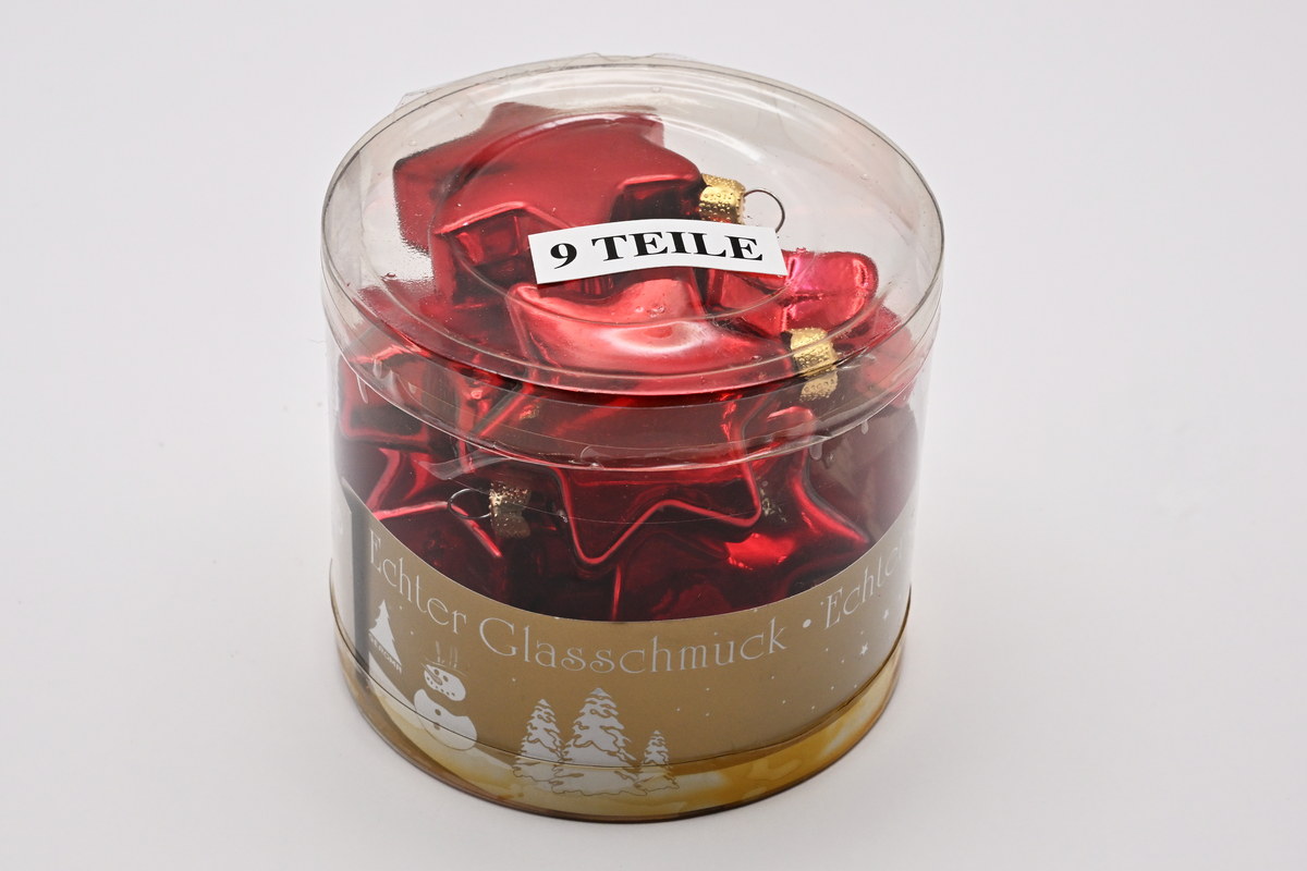 Glassterne, rot, 9 Stk. Ã 4 cm