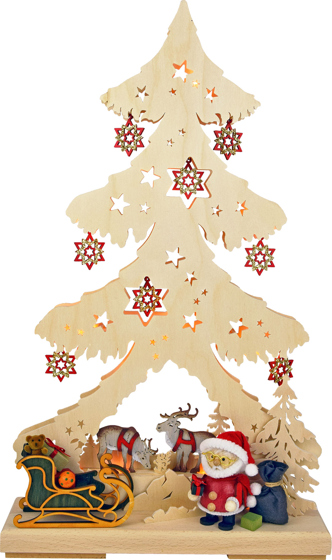 Tanne mittelgroß, Weihnachtsmann mit Rentieren Tanne mittelgroß, Weihnachtsmann mit Rentieren