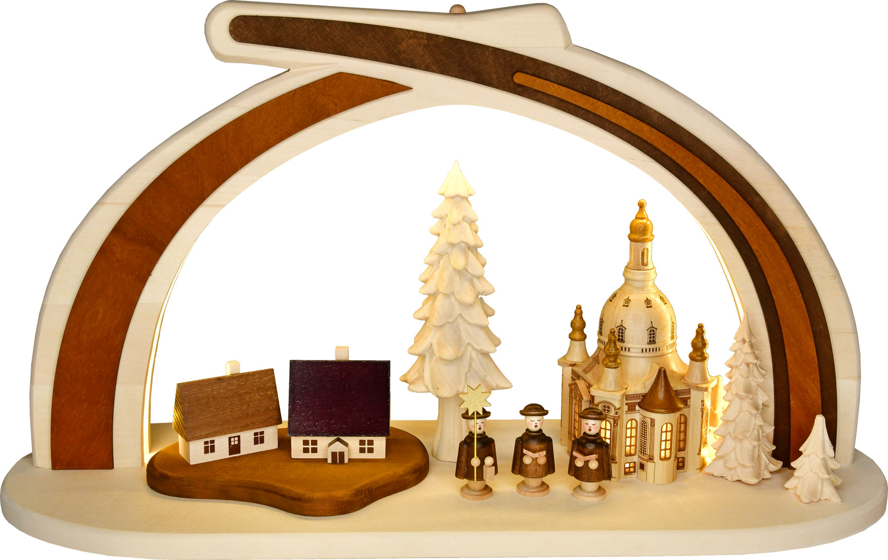 Massivholzbogen, Frauenkirche m.Kurrende mit LED-Beleuchtung