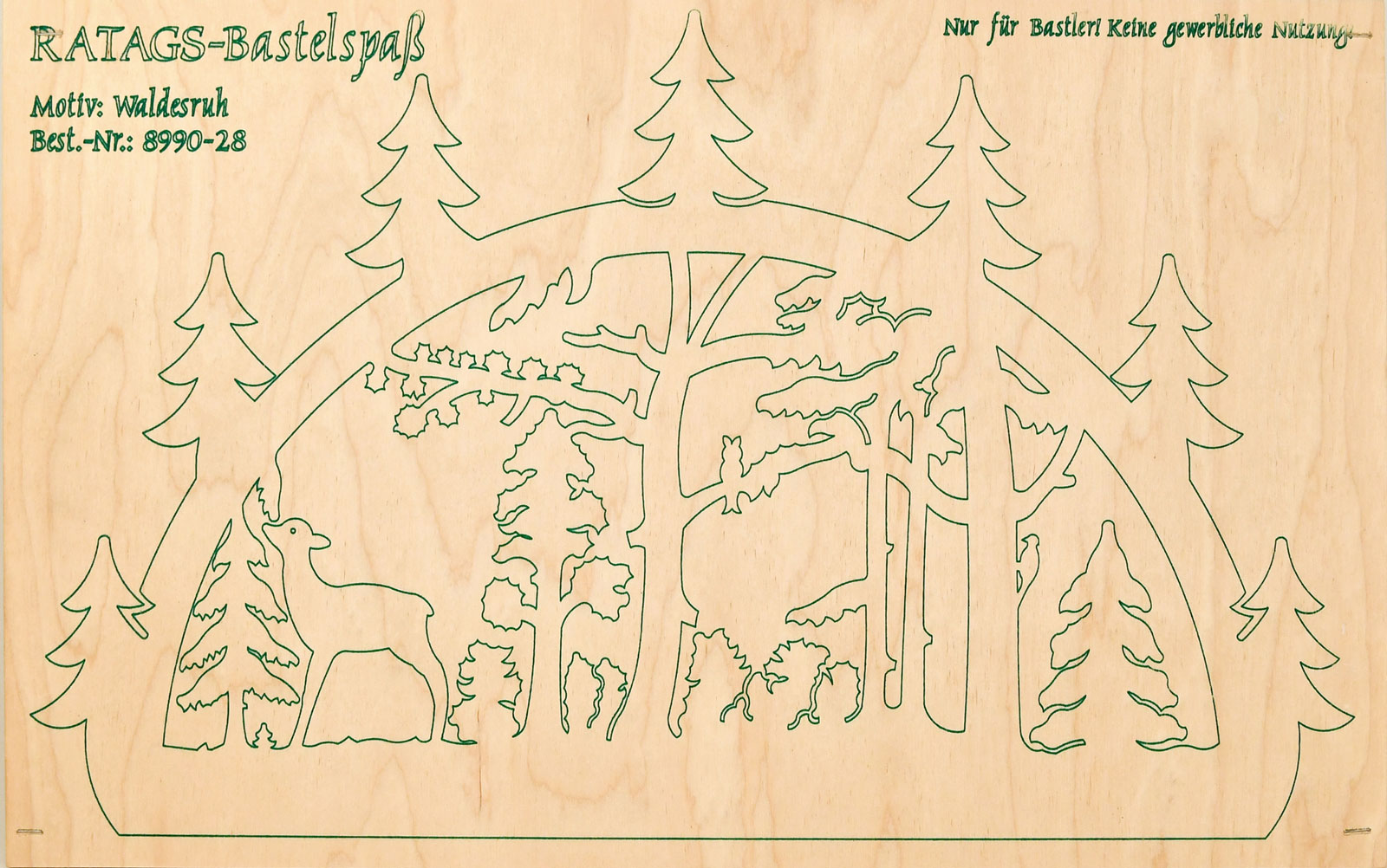2 Motivsperrholzplatten, Selbstaussägen Schwibbogen, klein, Waldesruh 2 Motivsperrholzplatten, Selbstaussägen Schwibbogen, klein, Waldesruh