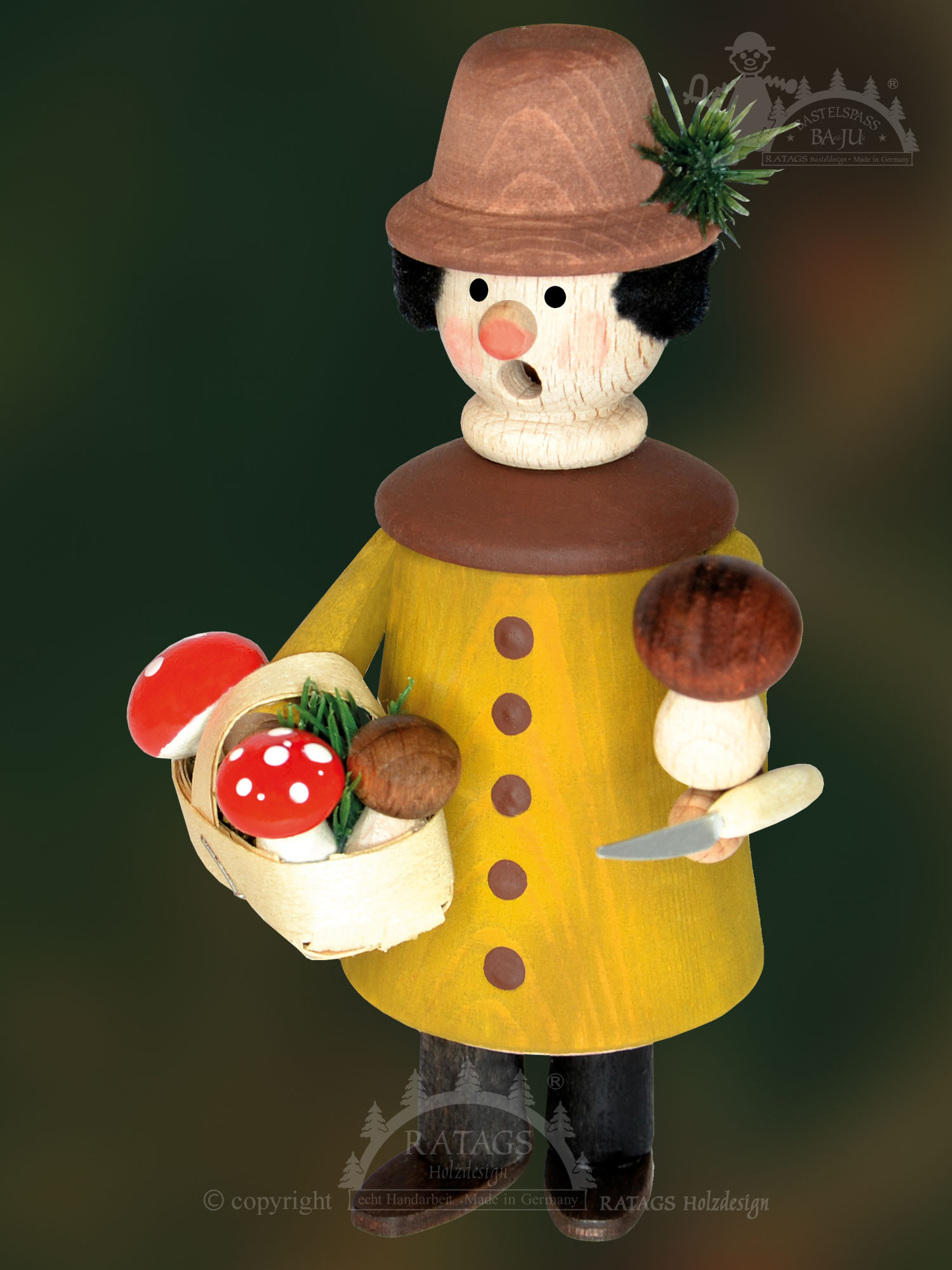 Räuchermännchen zum Basteln, Pilzsammler Räuchermännchen zum Basteln, Pilzsammler
