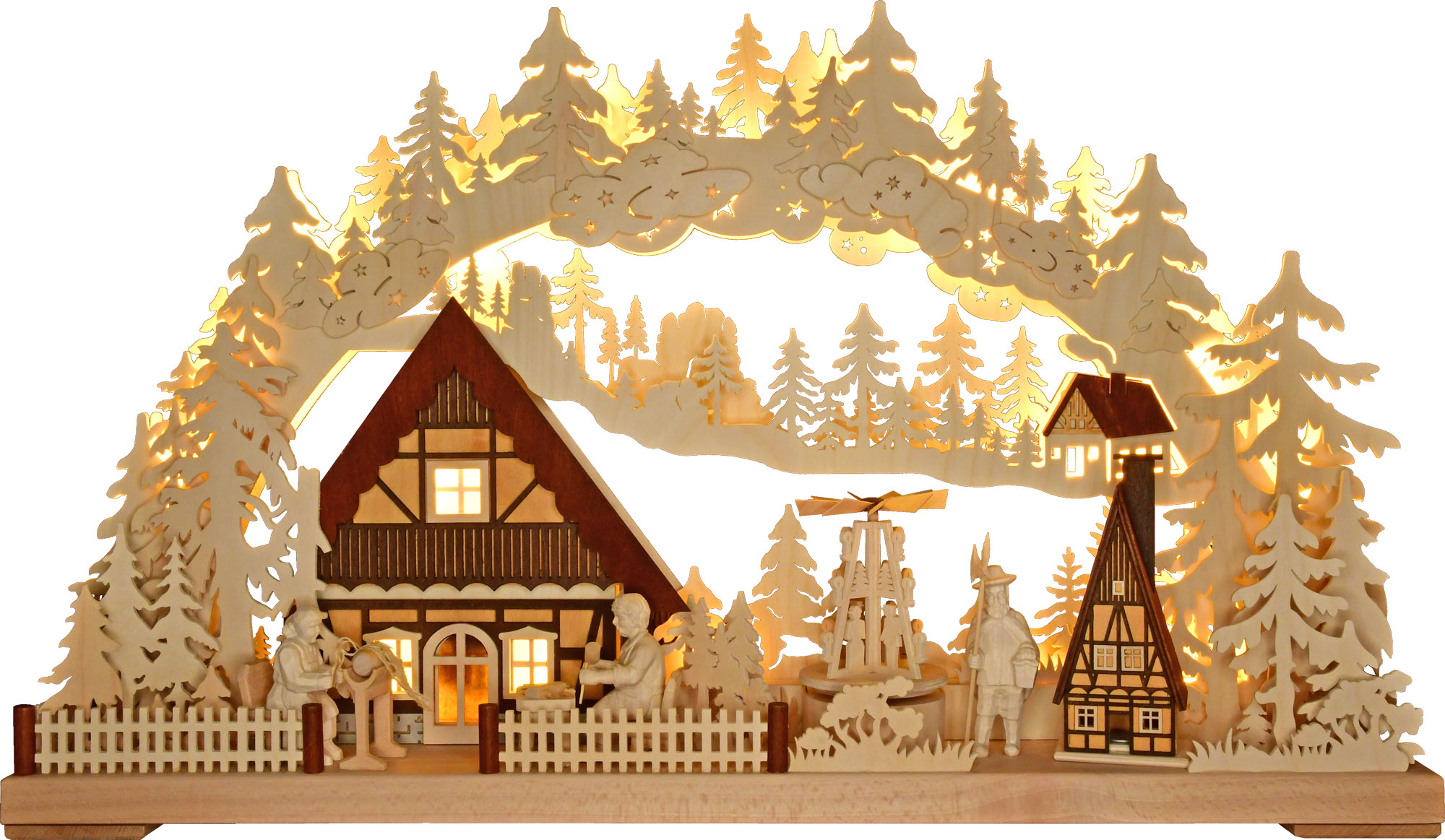 3D-Schwibbogen groß, Tradition Handwerk, mit Pyramide, Spielwerk, Räucherhaus 3D-Schwibbogen groß, Tradition Handwerk, mit Pyramide, Spielwerk, Räucherhaus